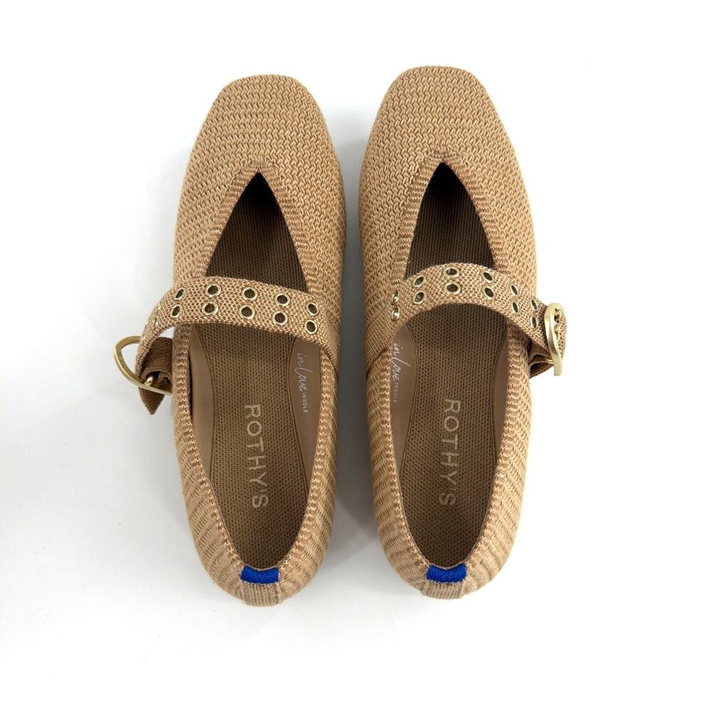 Rothy's The Max Buckle Mary Jane Tan Woven Size 8 - Picture 9 of 14